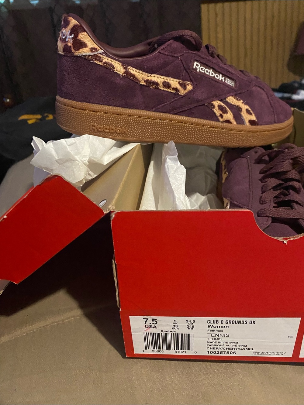 adidas Purple Suede Sneakers with Leopard Accent and Gum Sole